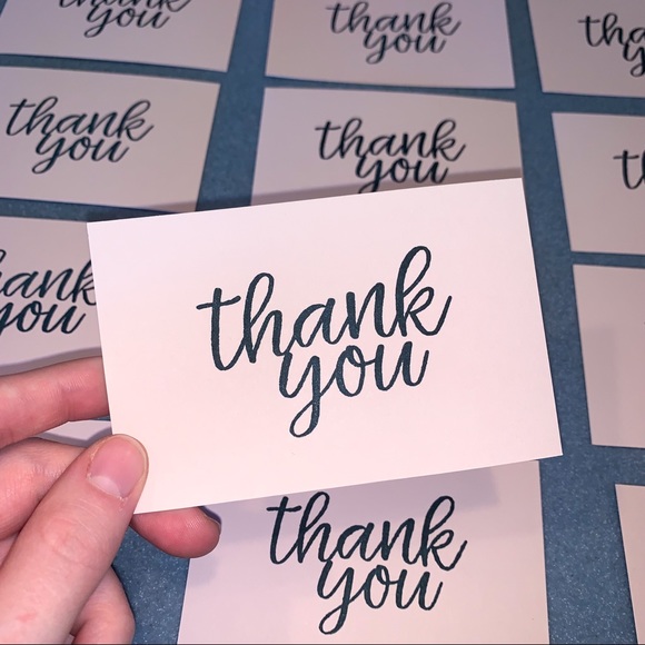 Other - 💕NEW! 20 Simple Pink Hand Stamped Thank You Cards